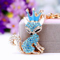 Crowned Fox Keychain with Red Crystals and White Crystal Tail view 4