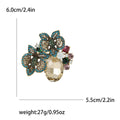Vintage Floral Oval Gem Brooch in Blue or Champagne view 7