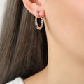 Bamboo Joint Hoop Earrings Gold and Steel Two Size Styles view 7