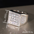 Square Clear Stone Cluster Signet Ring In Polished Silver Tone view 4