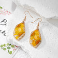 Wire Wrapped Diamond Dried Flower Resin Earrings 4 Styles view 7