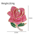 Gold Tone Rose Crystal Enamel Metal Brooch Pin for Jackets and Lapels view 2