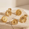 Textured Disc and Flower Statement Rings in Three Gold Tone Designs view 3