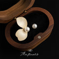 Matte Gold Petal Pearl Asymmetric AB Stud Earrings view 2