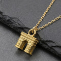 Gold Arc De Triomphe Pendant Necklace Chain Extender view 3