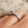 Silver Tone Blue Baguette Crystal Double Band Ring view 3