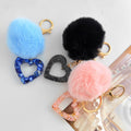 Resin Chip Heart Charm Keychain with Evil Eye Rhinestone and Tassel Accent view 2