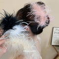 Black White Soft Feather Hair Claw Clips Plume Styles view 1