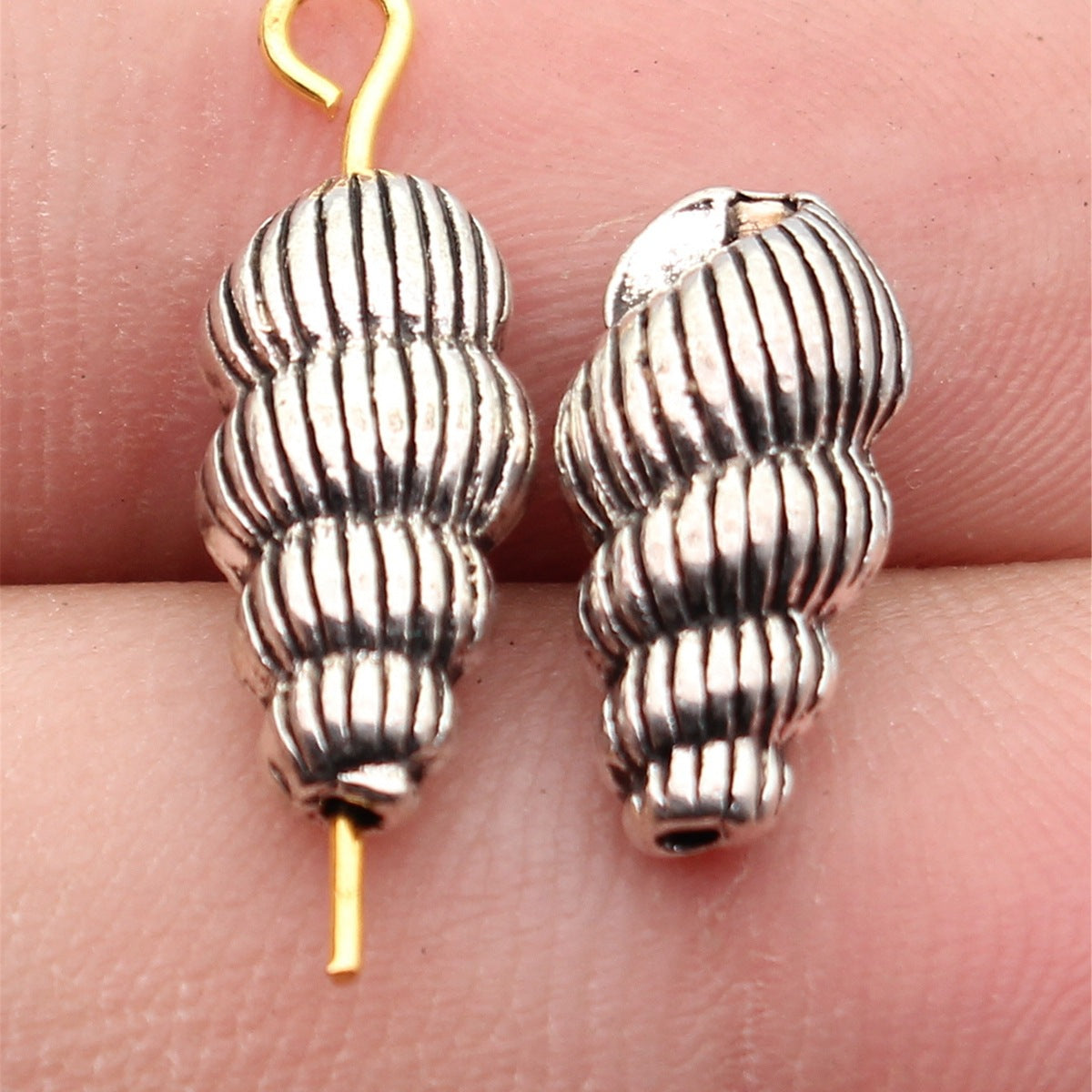 15x7.2x5.4mm 1.6g Antique Silver Zinc Alloy Shell Loose Metal Conch Beads for Bracelet Necklace DIY Jewelry Making