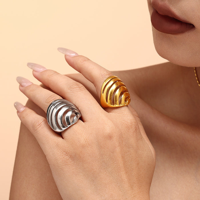 Multi Layer Openwork Dome Statement Ring Metal Band