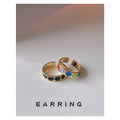 Gold Tone Open Adjustable Ring Multicolor Enamel Heart Band view 2