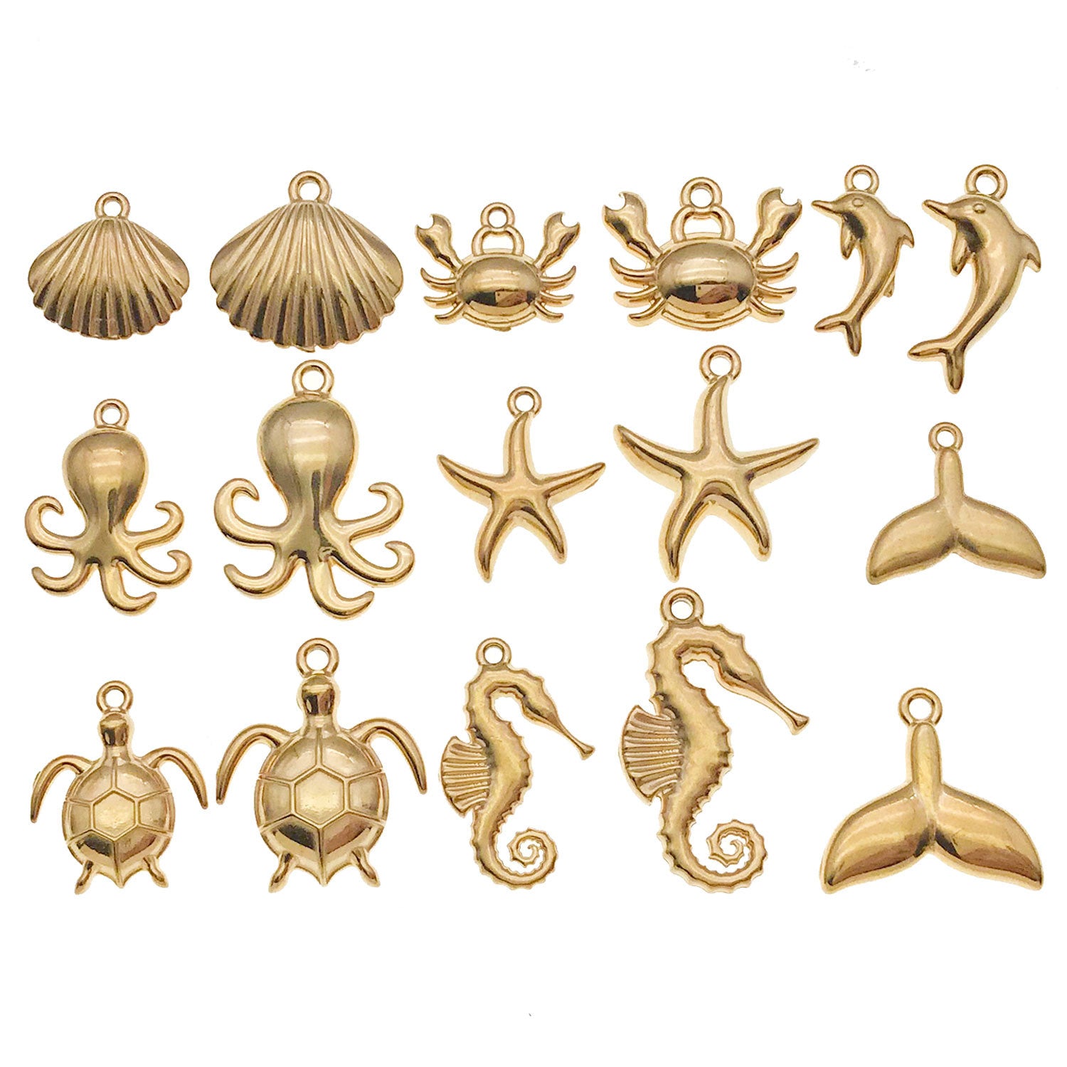 Stainless Steel Octopus Crab Dolphin Starfish Turtle Fish Charm Pendant for DIY Ocean Jewelry