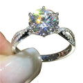 Silver Six Prong Round Clear CZ Solitaire Ring Sizes 6-10 view 5