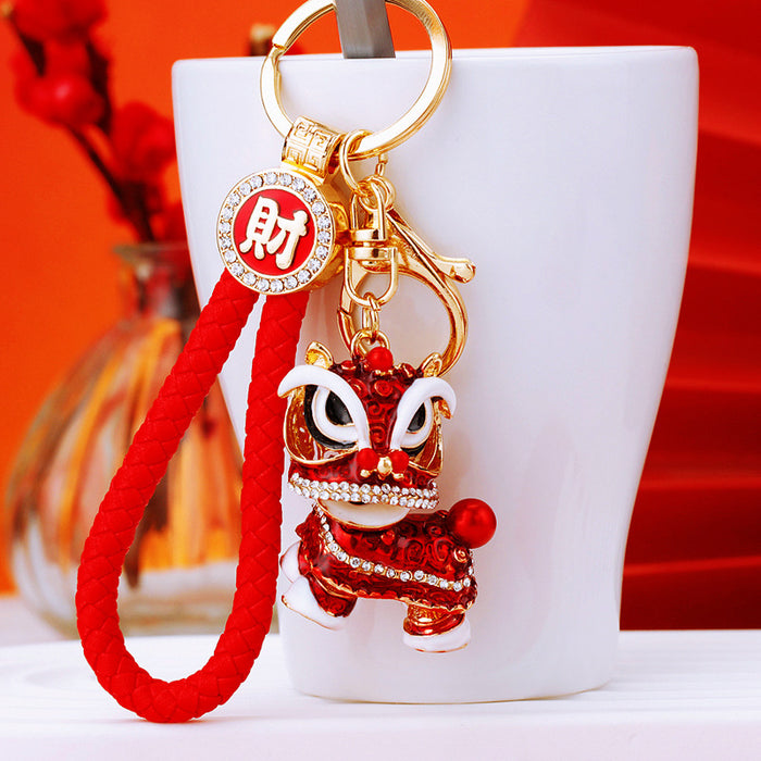 Jeweled Chinese Lion Dance Keychains in Multiple Pictured Colors