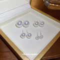 White Pearl Round Classic Stud Earrings in Four Sizes view 2