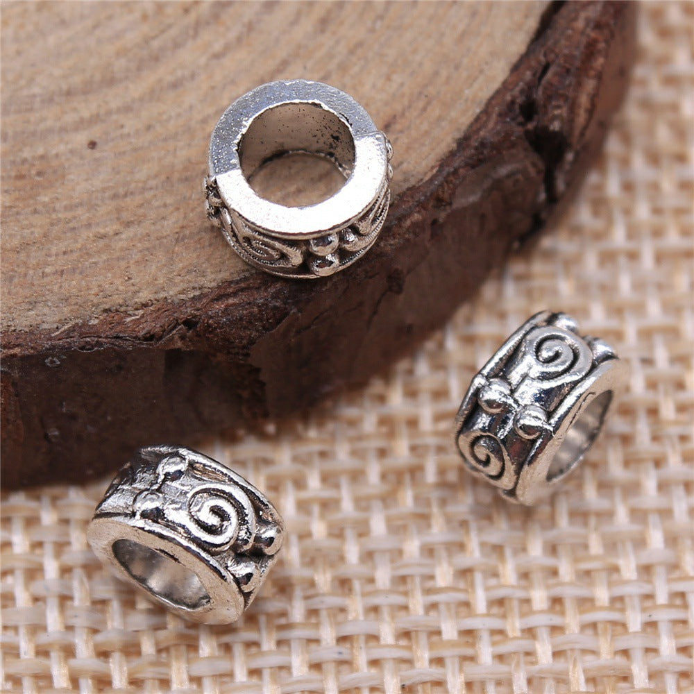 8x8x5mm 1.1g Antique Silver Zinc Alloy Round Large Hole Spacer Beads for Bracelet Jewelry Making