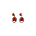 Red Teardrop Crystal Halo Short Drop Statement Earrings view 5