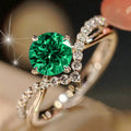 Round Solitaire V-Band Ring In Five Center Stone Colors view 6