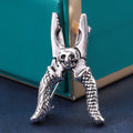 Skull Detail Pliers Brooch Antique Gold and Silver view 4