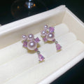 Pearl Cluster Teardrop Dangle Stud Earrings With Polished Metal Details view 6