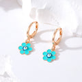 Rose Gold Tone Evil Eye Huggie Drop Earrings in Five Designs view 3