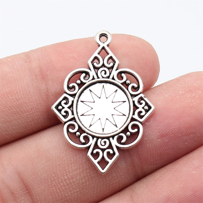 Antique Silver Filigree Diamond Cabochon Connector Settings