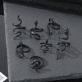 Black Tone Sculpted Snake Adjustable Rings in Eight Designs view 1
