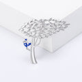 Metal Tree Bird Brooch Silver Blue and Gold Red Tones view 6