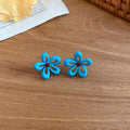 Open Enamel Flower Stud Earrings In Yellow White And Blue view 8