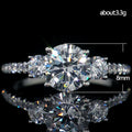 Silver Three Stone Clear Round CZ Pave Band Ring Metal view 5