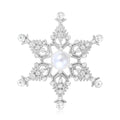 Crystal Snowflake Brooch with Pearl Center in Two Tones view 5