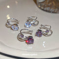 Silver Double Band Ear Cuff With Colored Square Crystals view 3