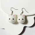 Flocked White Cat and Panda Head Drop Earrings with Random Option view 3