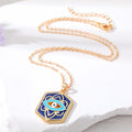 Gold and Silver Tone Blue Enamel Evil Eye Pendant Necklaces view 2
