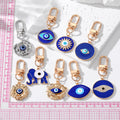 Gold and Silver Tone Deep Blue Evil Eye Clip Keychains view 4