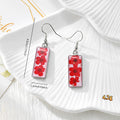 White Rectangular Pressed Flower Drop Earrings in Twelve Designs view 4