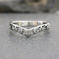 Engraved Openwork Chevron Ring In Antiqued Silver Tone view 1