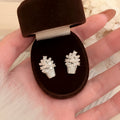 Crystal Flower Basket Stud Earrings in Silver and Gold view 6