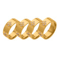 Wide Band Clover Zircon Stainless Steel Ring Gold Steel view 5