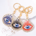 Rhinestone Evil Eye Teardrop Keychain Gold Tone Metal Charm view 2