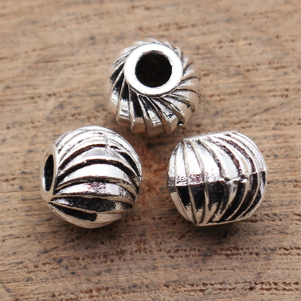 9.5x9.5x8.4mm 2.1g Antique Silver Zinc Alloy Spherical Geometric Pattern Loose Metal Beads for Bracelet Making