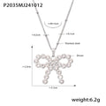 Bow Pendant Necklace Shell Beads Zircon Snake Chain Layers view 10