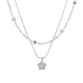 Silver Tone Double Layer Pearl and Star Pendant Necklace view 5