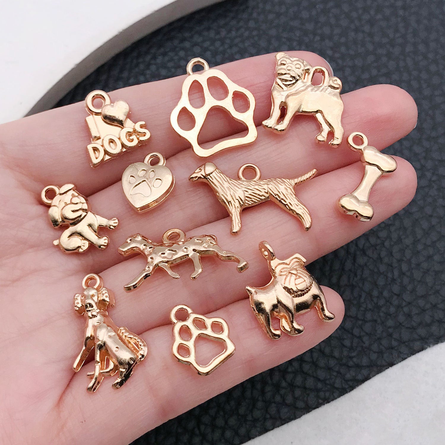 Zinc Alloy Pet Dog Paw Dog Bowl Heart Letter Charm Pendant for Earrings and Necklaces