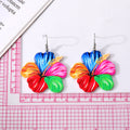 Silver Tone Hibiscus Acrylic Hook Earrings in Three Colors view 5