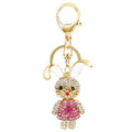 Rhinestone Bunny Girl Keychain Gold Clasp Five Dress Colors view 5