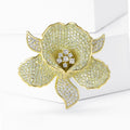 Pavé Crystal Flower Brooch in Gold and Silver Tones view 2