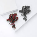 Black Crystal Orchid Bouquet Brooch with Ribbon Detail view 2