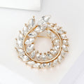Crystal Laurel Wreath Brooch Marquise Rhinestone Circle Pin view 3