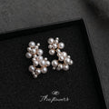 White Pearl Cluster Stud Earrings Multi Size Gold Base view 3